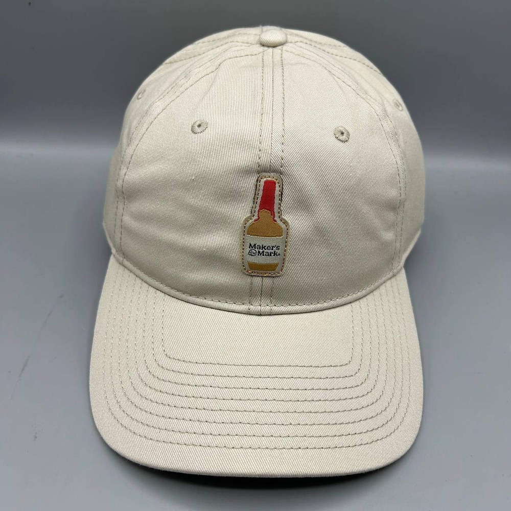 Maker's Mark SIV Hat Men Beige Embroidered The Game Strap Back Cap Cotton New